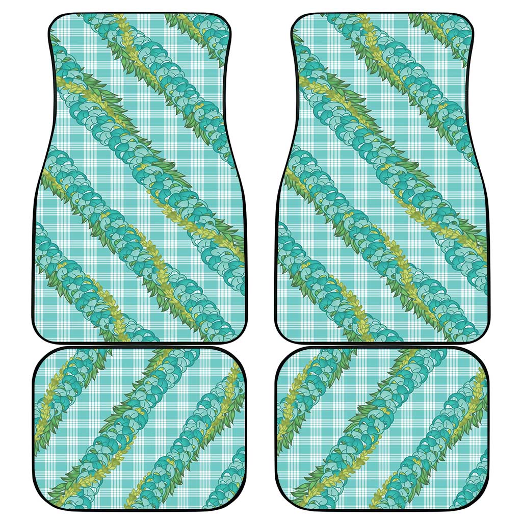 Hawaii Jade Vine Lei Car Mats Aloha Palaka Motif - Turquoise - Polynesian Pride