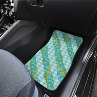 Hawaii Jade Vine Lei Car Mats Aloha Palaka Motif - Turquoise - Polynesian Pride