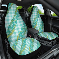 Hawaii Jade Vine Lei Car Seat Cover Aloha Palaka Motif - Turquoise - Polynesian Pride