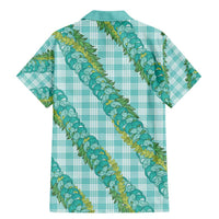 Hawaii Jade Vine Lei Family Matching Mermaid Dress and Hawaiian Shirt Aloha Palaka Motif - Turquoise - Polynesian Pride