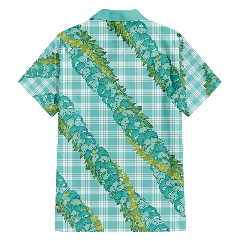 Hawaii Jade Vine Lei Family Matching Puletasi and Hawaiian Shirt Aloha Palaka Motif - Turquoise - Polynesian Pride