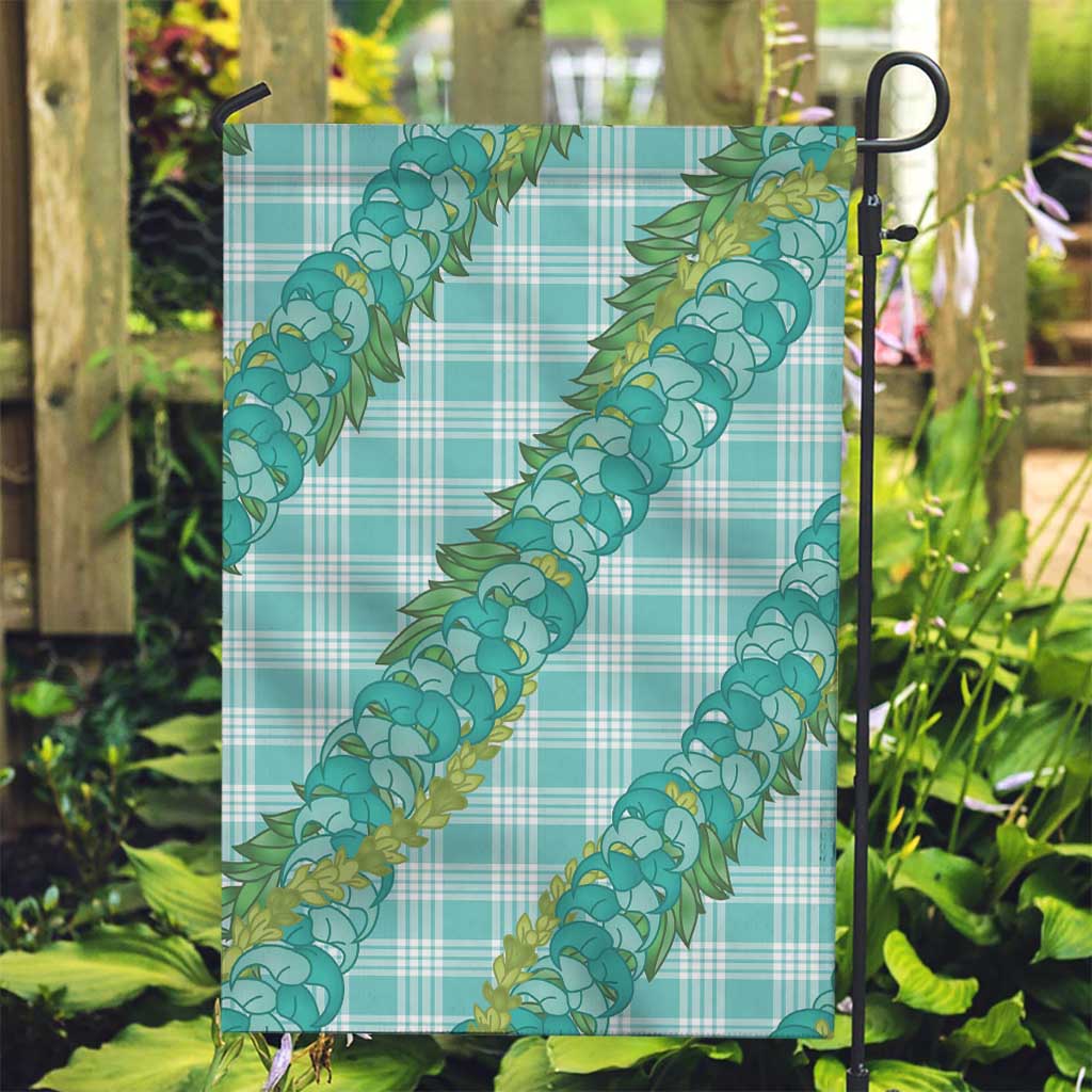 Hawaii Jade Vine Lei Garden Flag Aloha Palaka Motif - Turquoise - Polynesian Pride