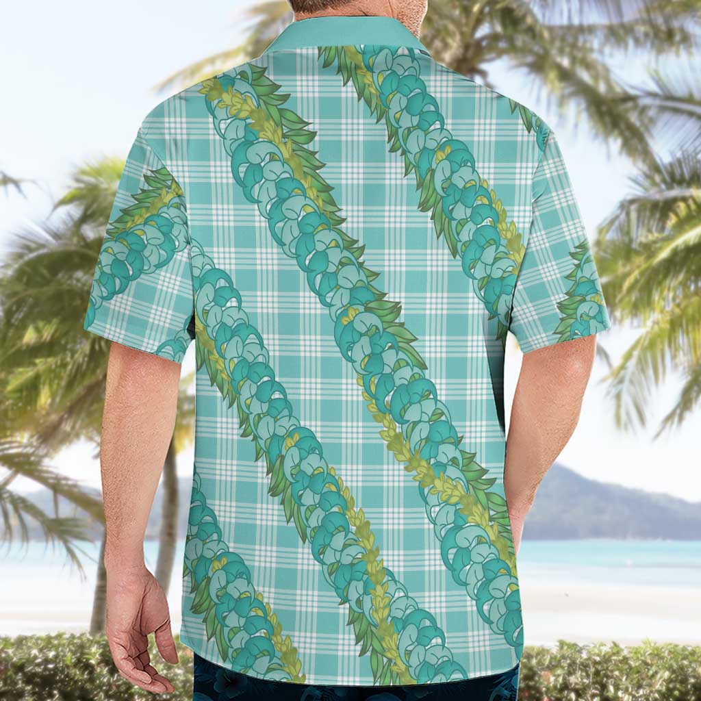 Hawaii Jade Vine Lei Hawaiian Shirt Aloha Palaka Motif - Turquoise - Polynesian Pride