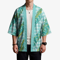Hawaii Jade Vine Lei Kimono Aloha Palaka Motif - Turquoise - Polynesian Pride