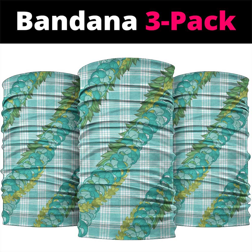 Hawaii Jade Vine Lei Neck Gaiter Aloha Palaka Motif - Turquoise - Polynesian Pride