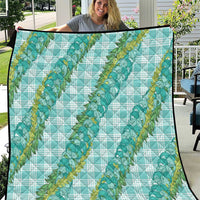 Hawaii Jade Vine Lei Quilt Aloha Palaka Motif - Turquoise - Polynesian Pride