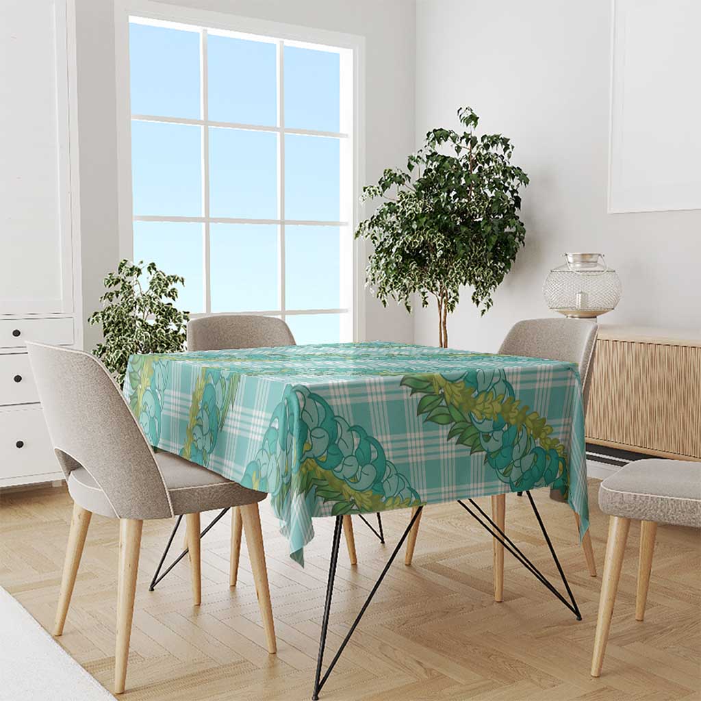 Hawaii Jade Vine Lei Tablecloth Aloha Palaka Motif - Turquoise - Polynesian Pride