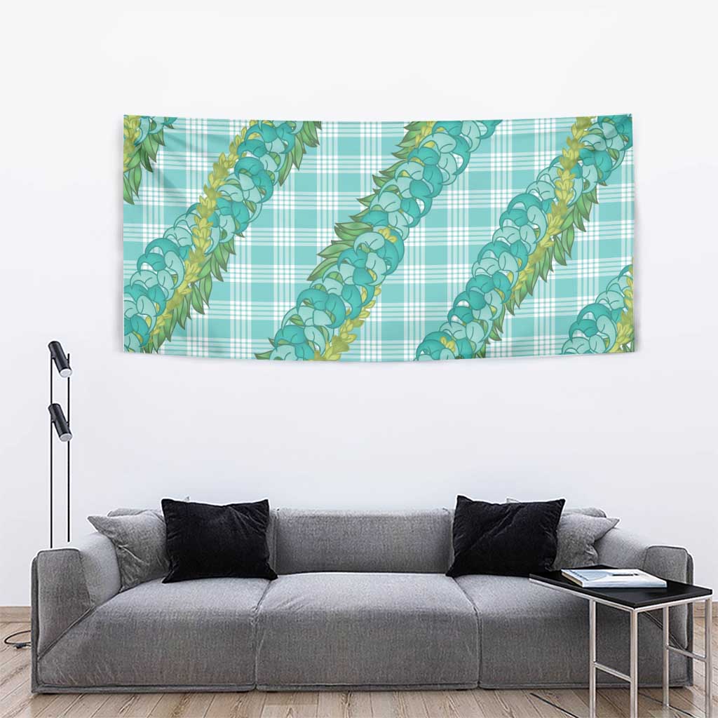 Hawaii Jade Vine Lei Tapestry Aloha Palaka Motif - Turquoise - Polynesian Pride