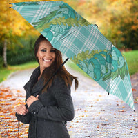 Hawaii Jade Vine Lei Umbrella Aloha Palaka Motif - Turquoise - Polynesian Pride