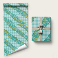 Hawaii Jade Vine Lei Wrapping Paper Aloha Palaka Motif - Turquoise LT14 58" × 23" Turquoise - Polynesian Pride