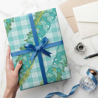 Hawaii Jade Vine Lei Wrapping Paper Aloha Palaka Motif - Turquoise LT14 - Polynesian Pride