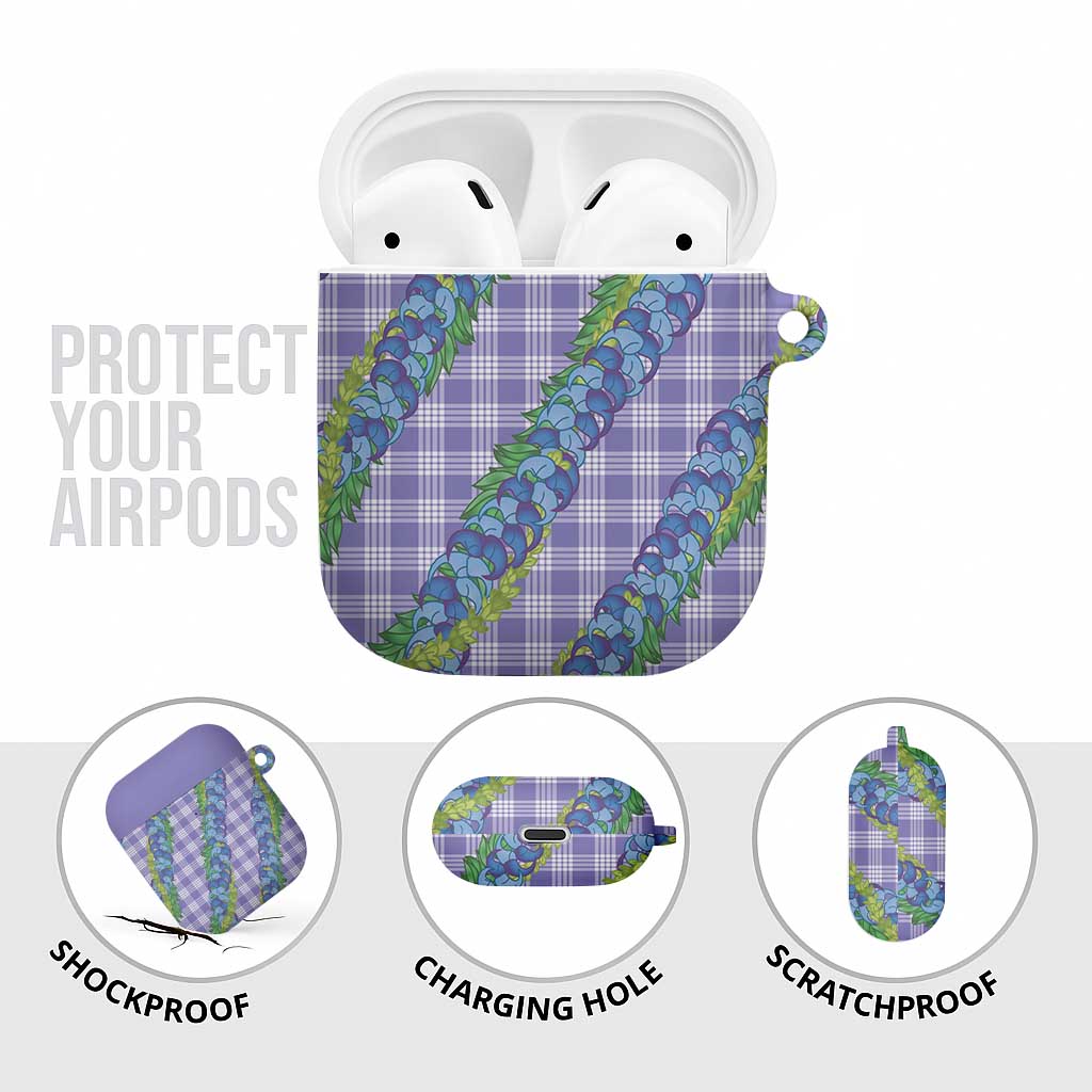 Hawaii Jade Vine Lei AirPods Case Aloha Palaka Motif - Purple - Polynesian Pride