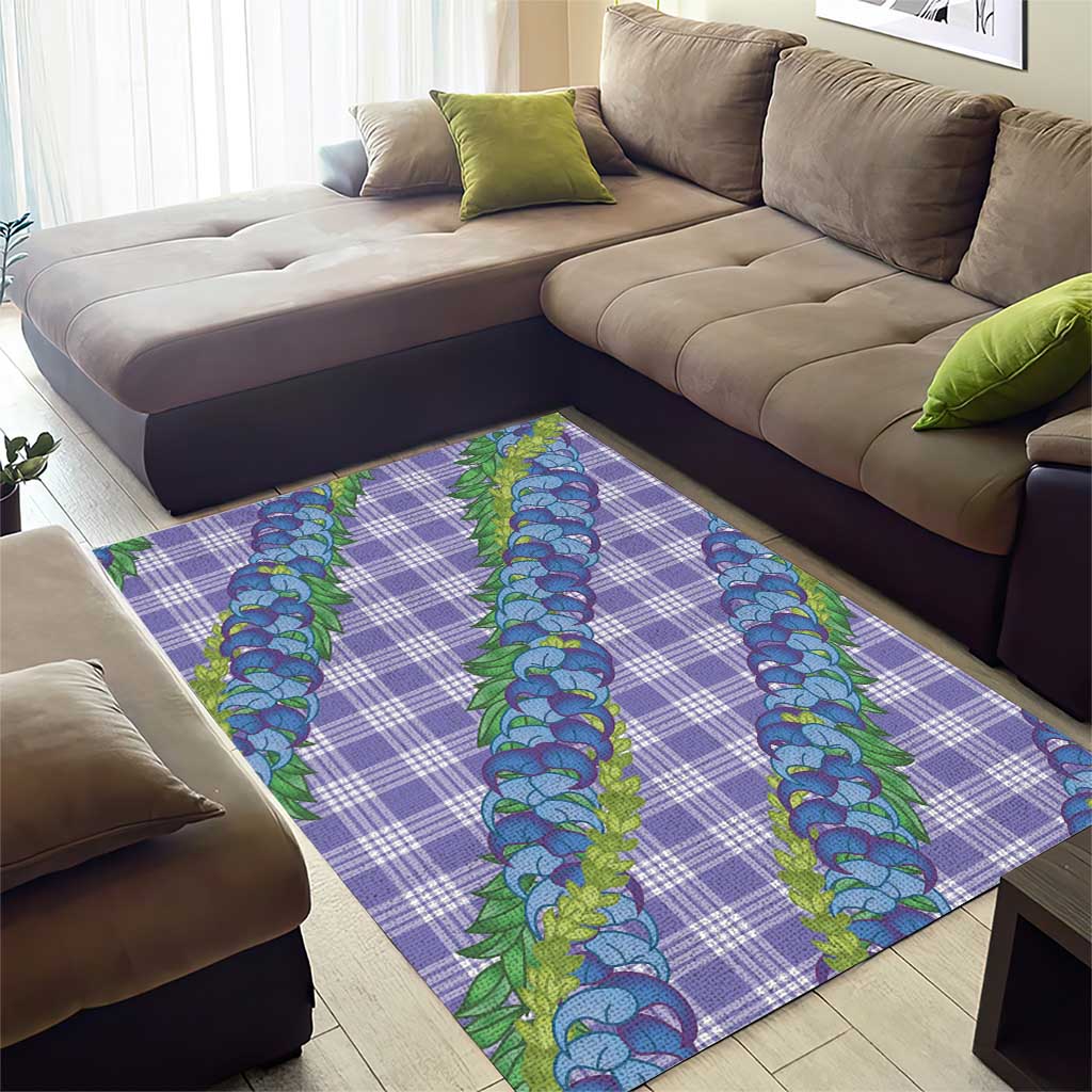 Hawaii Jade Vine Lei Area Rug Aloha Palaka Motif - Purple - Polynesian Pride