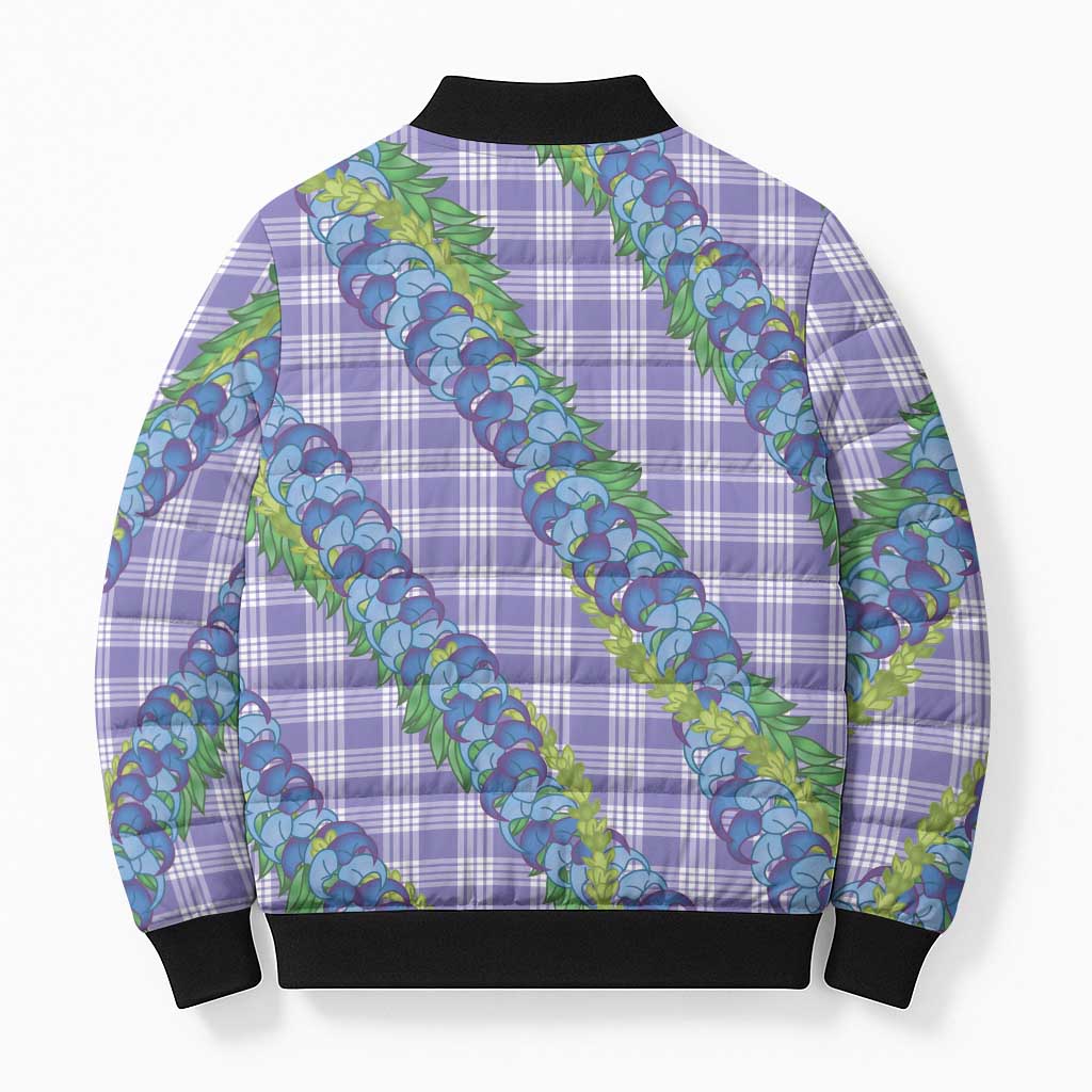 Hawaii Jade Vine Lei Bomber Puffer Jacket Aloha Palaka Motif - Purple LT14 - Polynesian Pride