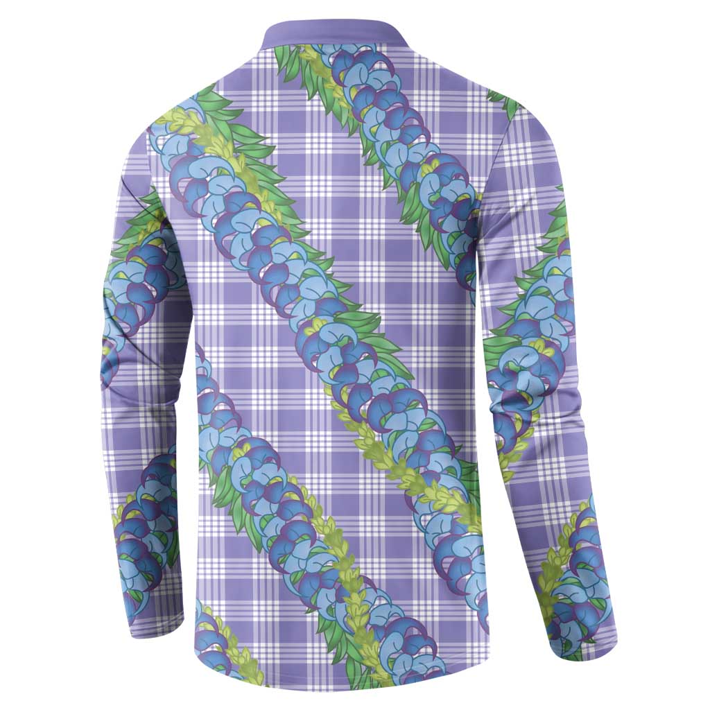 Hawaii Jade Vine Lei Button Sweatshirt Aloha Palaka Motif - Purple LT14 - Polynesian Pride