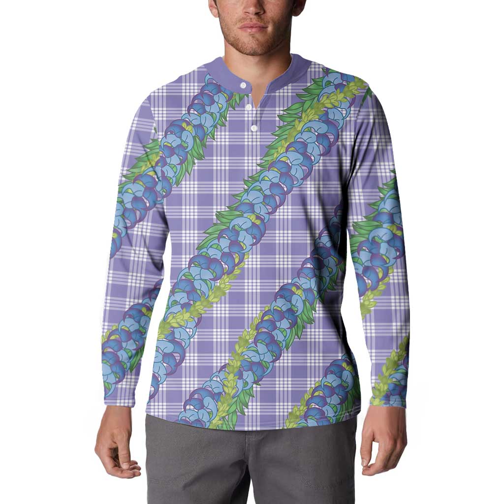 Hawaii Jade Vine Lei Button Sweatshirt Aloha Palaka Motif - Purple LT14 - Polynesian Pride