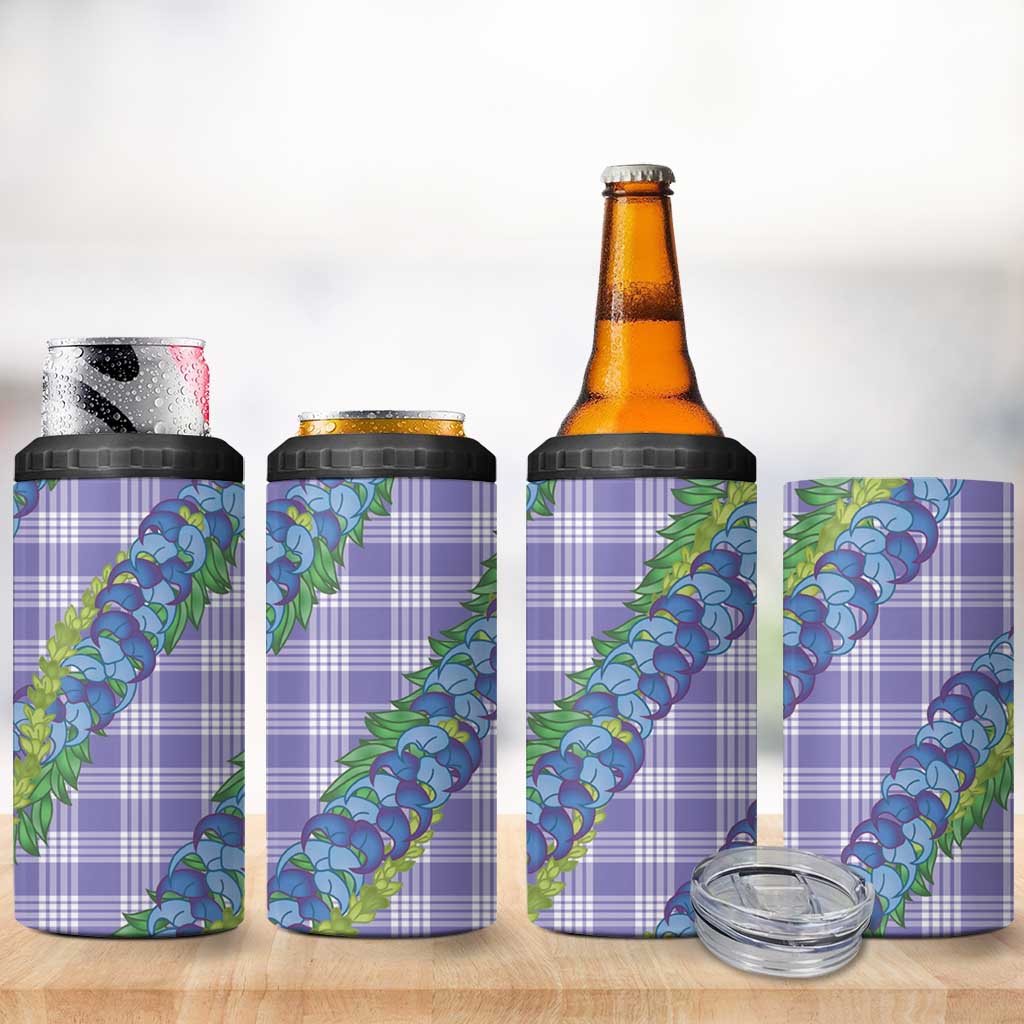 Hawaii Jade Vine Lei 4 in 1 Can Cooler Tumbler Aloha Palaka Motif - Purple - Polynesian Pride