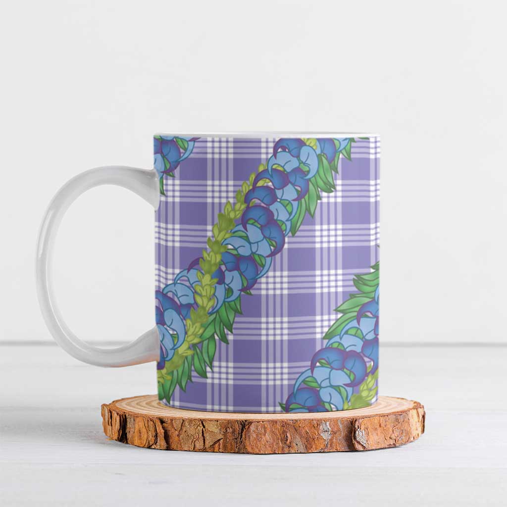 Hawaii Jade Vine Lei Ceramic Mug Aloha Palaka Motif - Purple - Polynesian Pride