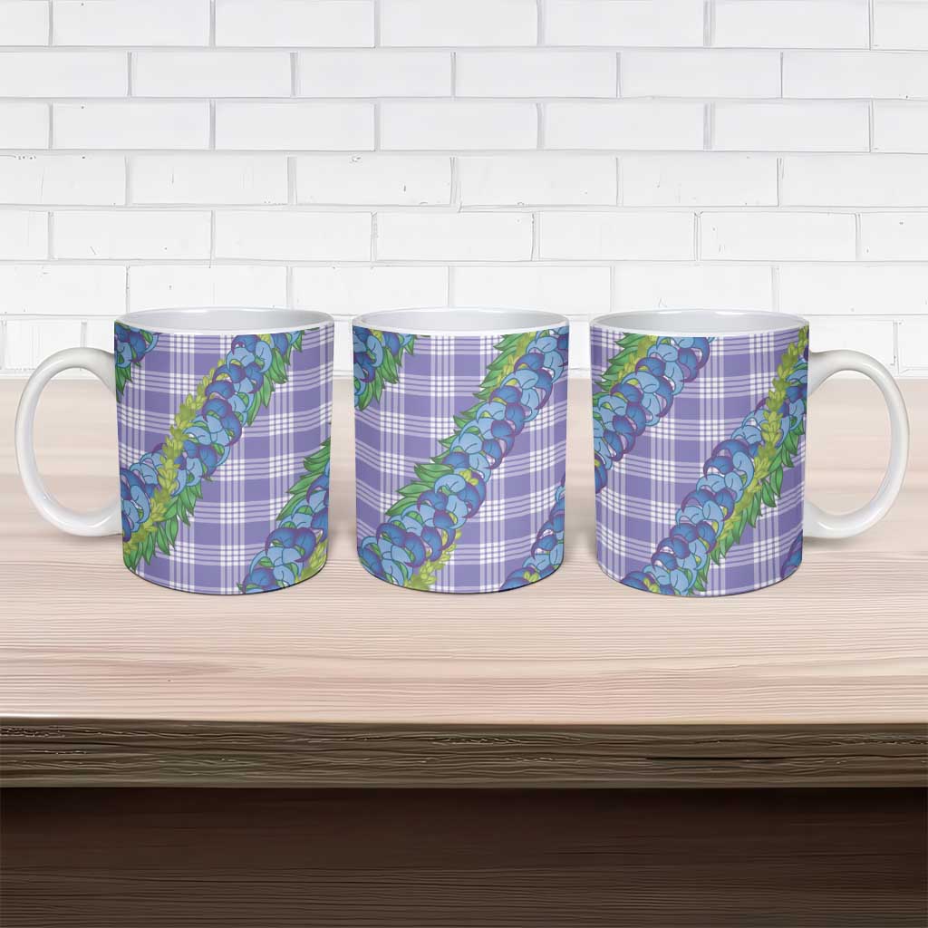Hawaii Jade Vine Lei Ceramic Mug Aloha Palaka Motif - Purple - Polynesian Pride
