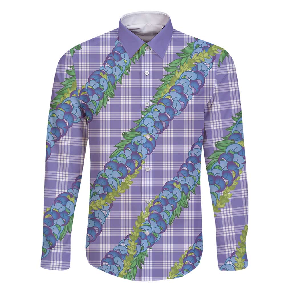 Hawaii Jade Vine Lei Family Matching Off Shoulder Short Dress and Hawaiian Shirt Aloha Palaka Motif - Purple - Polynesian Pride