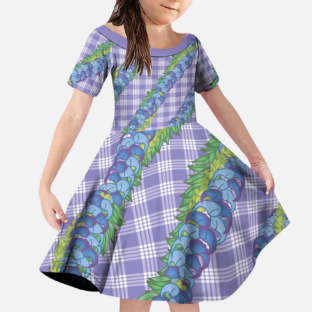 Hawaii Jade Vine Lei Family Matching Short Sleeve Bodycon Dress and Hawaiian Shirt Aloha Palaka Motif - Purple - Polynesian Pride