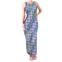 Hawaii Jade Vine Lei Family Matching Tank Maxi Dress and Hawaiian Shirt Aloha Palaka Motif - Purple - Polynesian Pride
