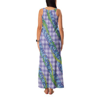 Hawaii Jade Vine Lei Family Matching Tank Maxi Dress and Hawaiian Shirt Aloha Palaka Motif - Purple - Polynesian Pride