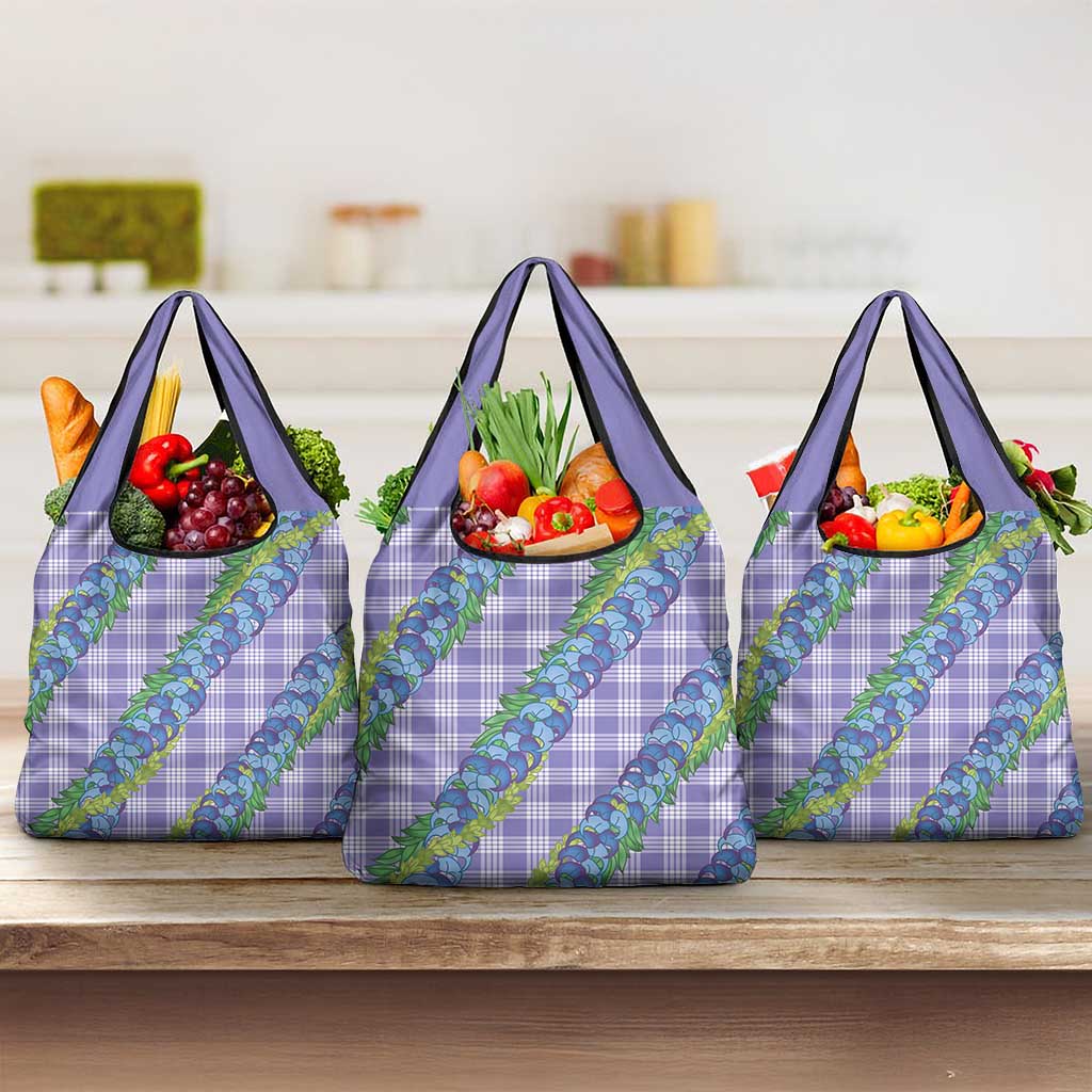 Hawaii Jade Vine Lei Grocery Bag Aloha Palaka Motif - Purple LT14 3-pack One Size Purple - Polynesian Pride