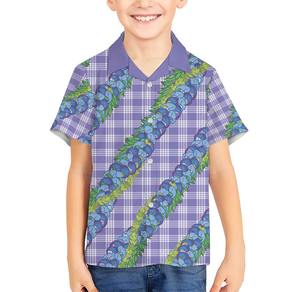 Hawaii Jade Vine Lei Kid Hawaiian Shirt Aloha Palaka Motif - Purple - Polynesian Pride