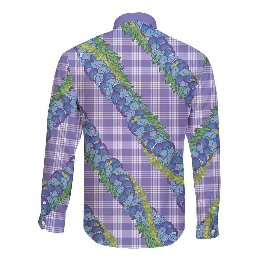 Hawaii Jade Vine Lei Long Sleeve Button Shirt Aloha Palaka Motif - Purple LT14 - Polynesian Pride