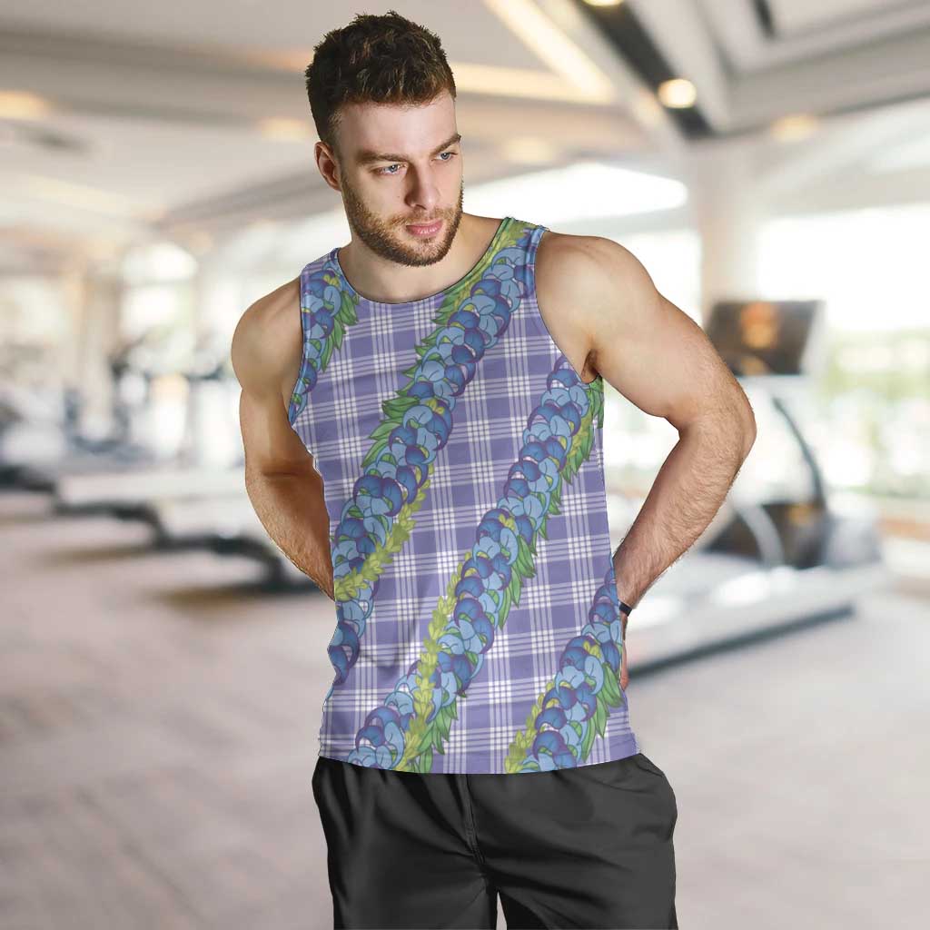 Hawaii Jade Vine Lei Men Tank Top Aloha Palaka Motif - Purple LT14 Purple - Polynesian Pride