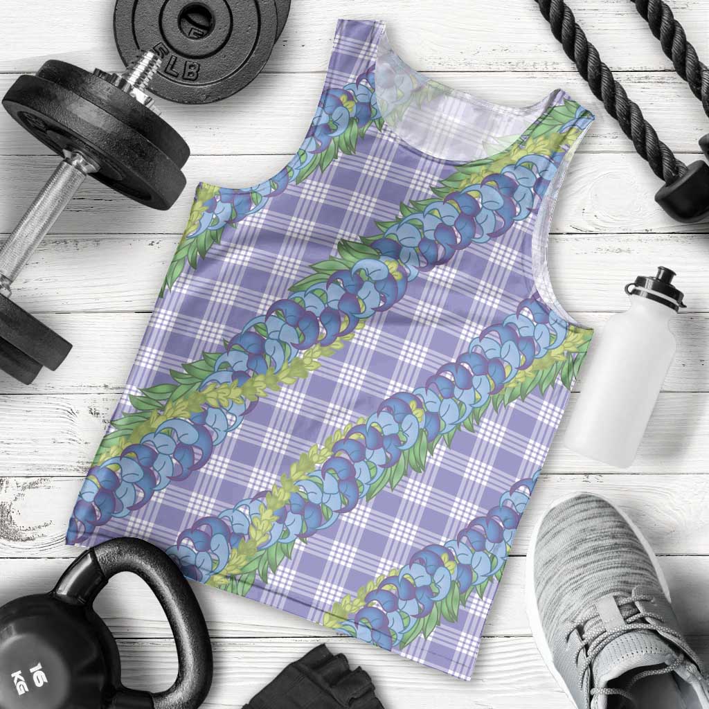 Hawaii Jade Vine Lei Men Tank Top Aloha Palaka Motif - Purple LT14 - Polynesian Pride