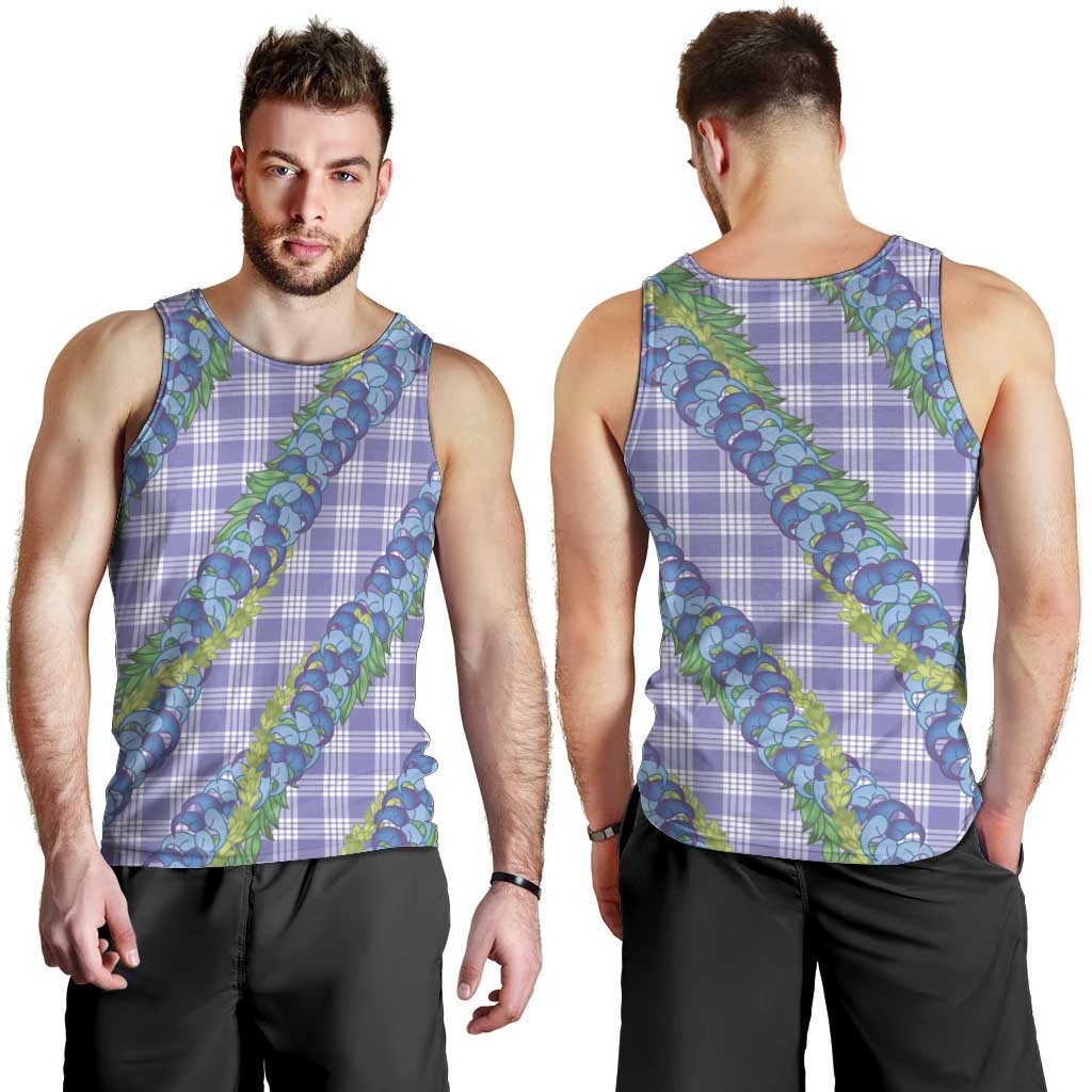 Hawaii Jade Vine Lei Men Tank Top Aloha Palaka Motif - Purple LT14 - Polynesian Pride