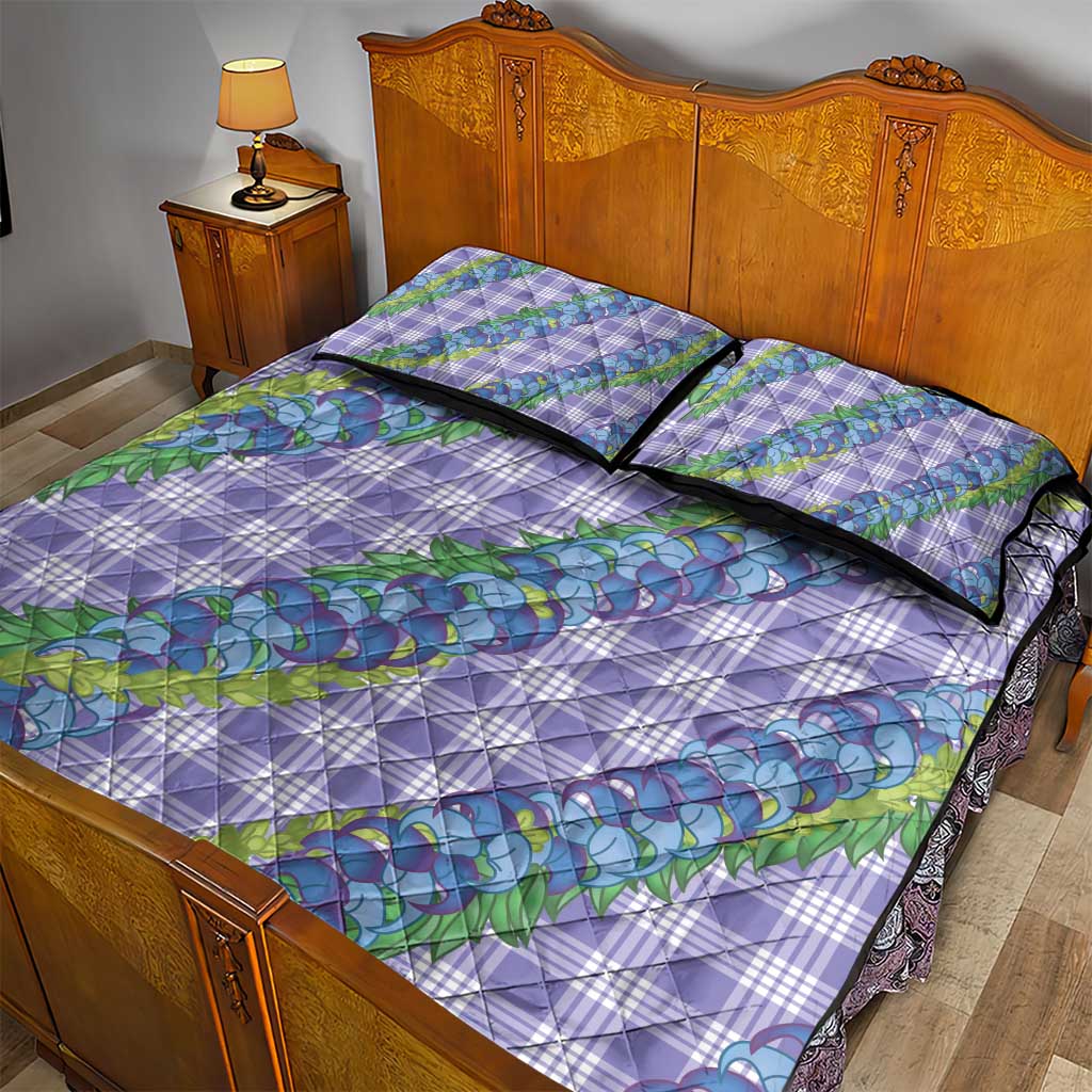 Hawaii Jade Vine Lei Quilt Bed Set Aloha Palaka Motif - Purple - Polynesian Pride