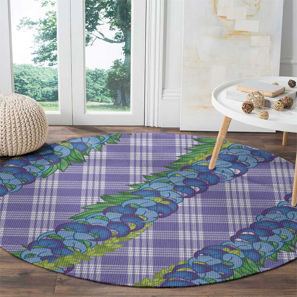 Hawaii Jade Vine Lei Round Carpet Aloha Palaka Motif - Purple - Polynesian Pride