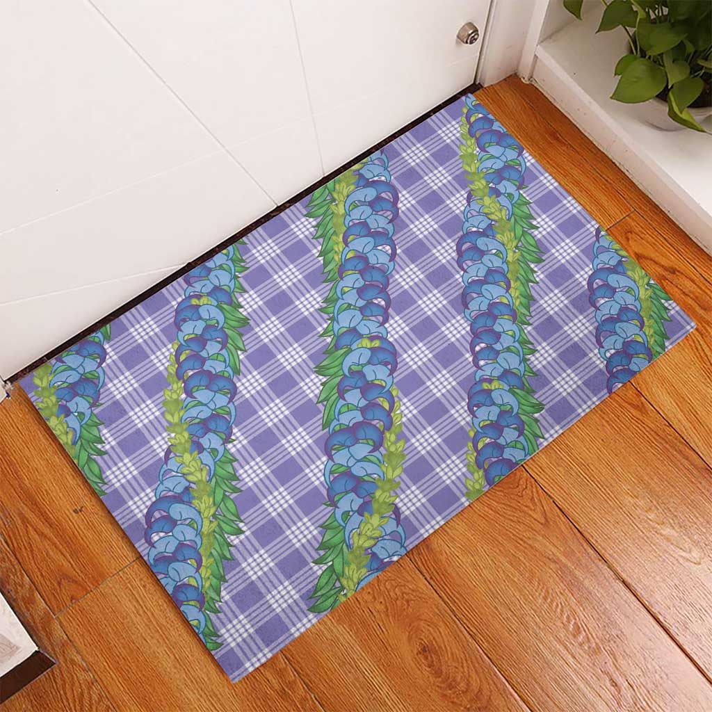 Hawaii Jade Vine Lei Rubber Doormat Aloha Palaka Motif - Purple - Polynesian Pride