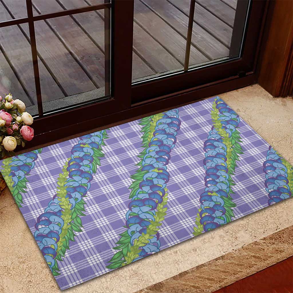 Hawaii Jade Vine Lei Rubber Doormat Aloha Palaka Motif - Purple - Polynesian Pride