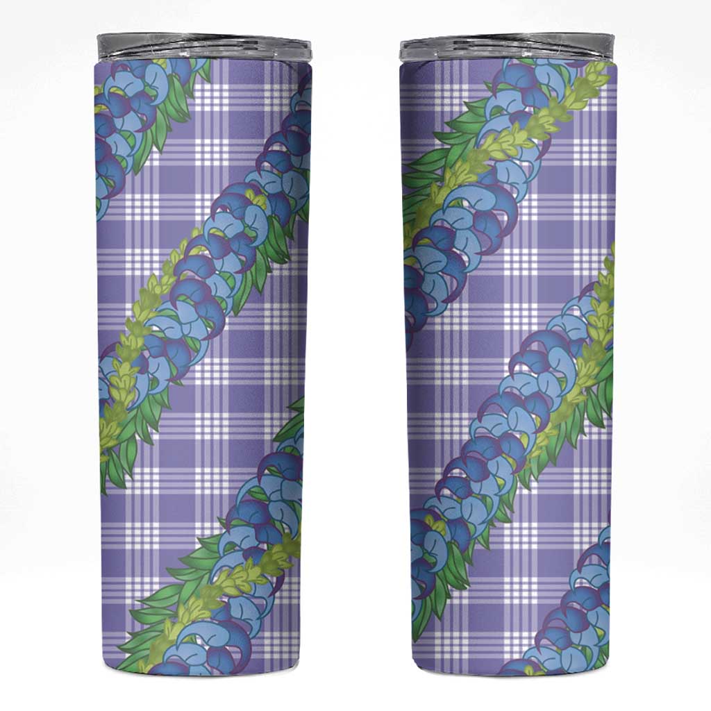 Hawaii Jade Vine Lei Skinny Tumbler Aloha Palaka Motif - Purple - Polynesian Pride