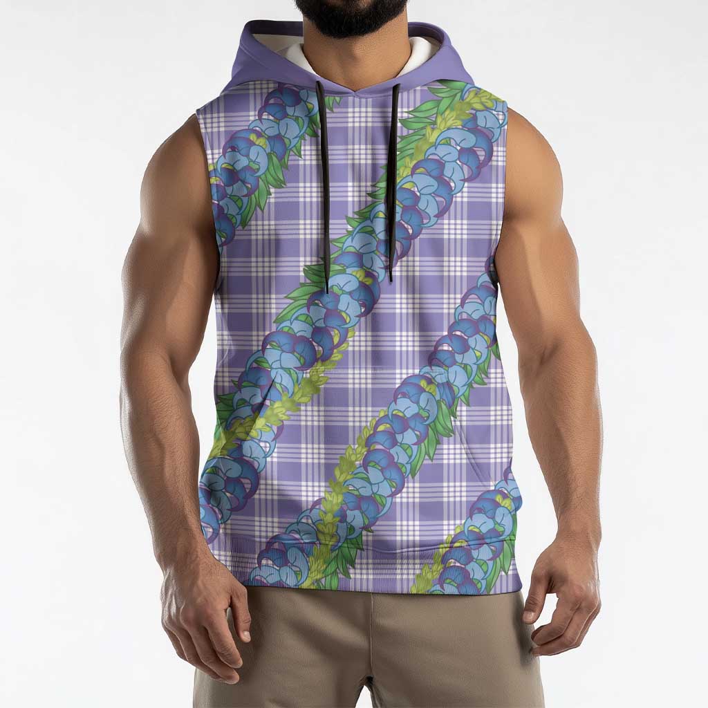 Hawaii Jade Vine Lei Sleeveless Hoodie Aloha Palaka Motif - Purple LT14 - Polynesian Pride
