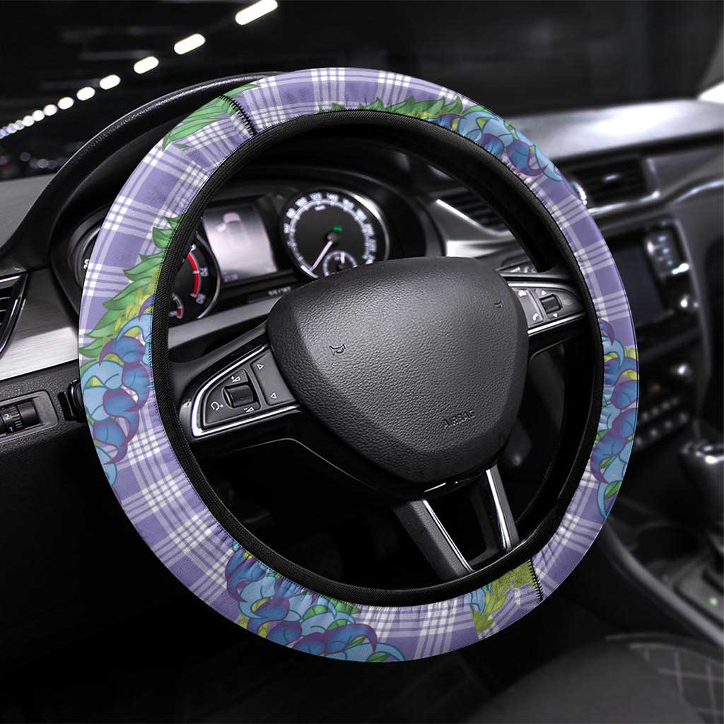 Hawaii Jade Vine Lei Steering Wheel Cover Aloha Palaka Motif - Purple - Polynesian Pride