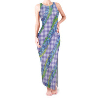 Hawaii Jade Vine Lei Tank Maxi Dress Aloha Palaka Motif - Purple - Polynesian Pride