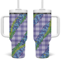 Hawaii Jade Vine Lei Tumbler With Handle Aloha Palaka Motif - Purple - Polynesian Pride