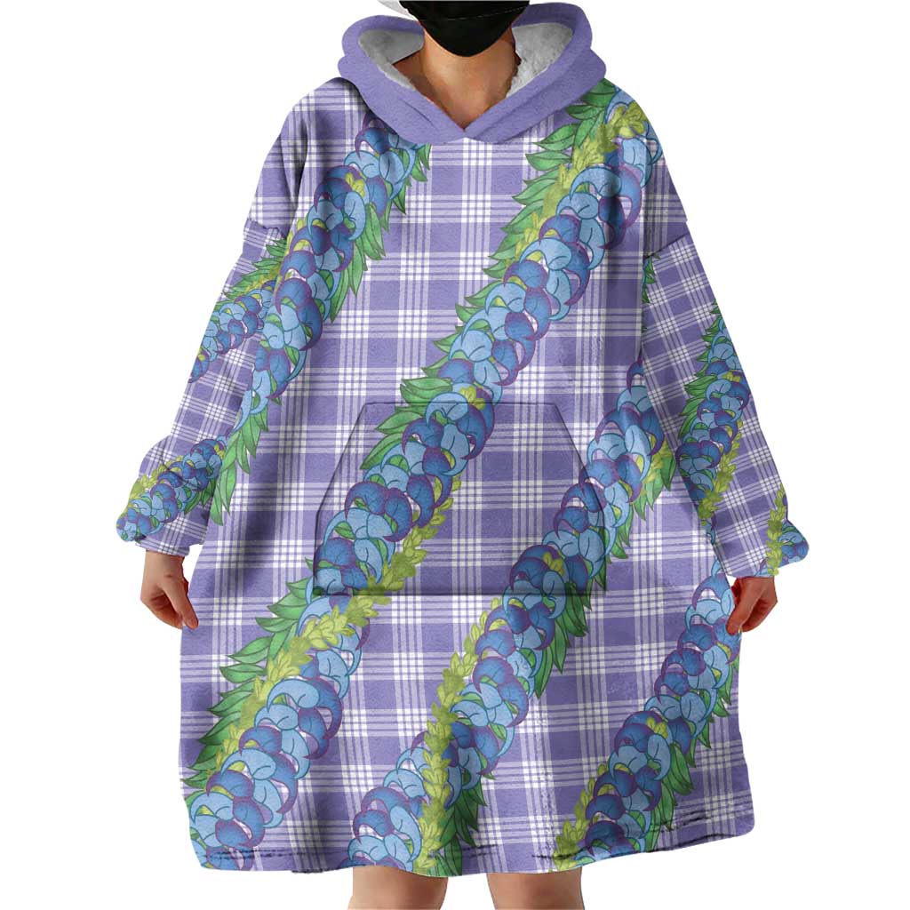 Hawaii Jade Vine Lei Wearable Blanket Hoodie Aloha Palaka Motif - Purple LT14 - Polynesian Pride