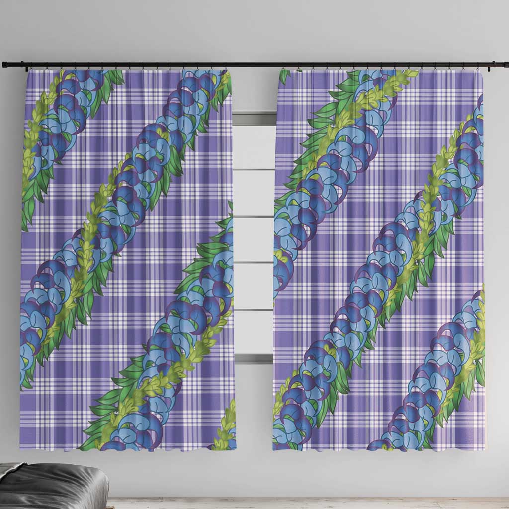 Hawaii Jade Vine Lei Window Curtain Aloha Palaka Motif - Purple LT14 With Hooks Purple - Polynesian Pride