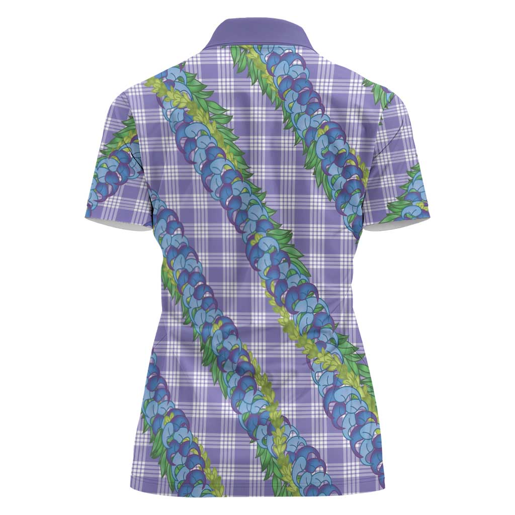 Hawaii Jade Vine Lei Women Polo Shirt Aloha Palaka Motif - Purple - Polynesian Pride