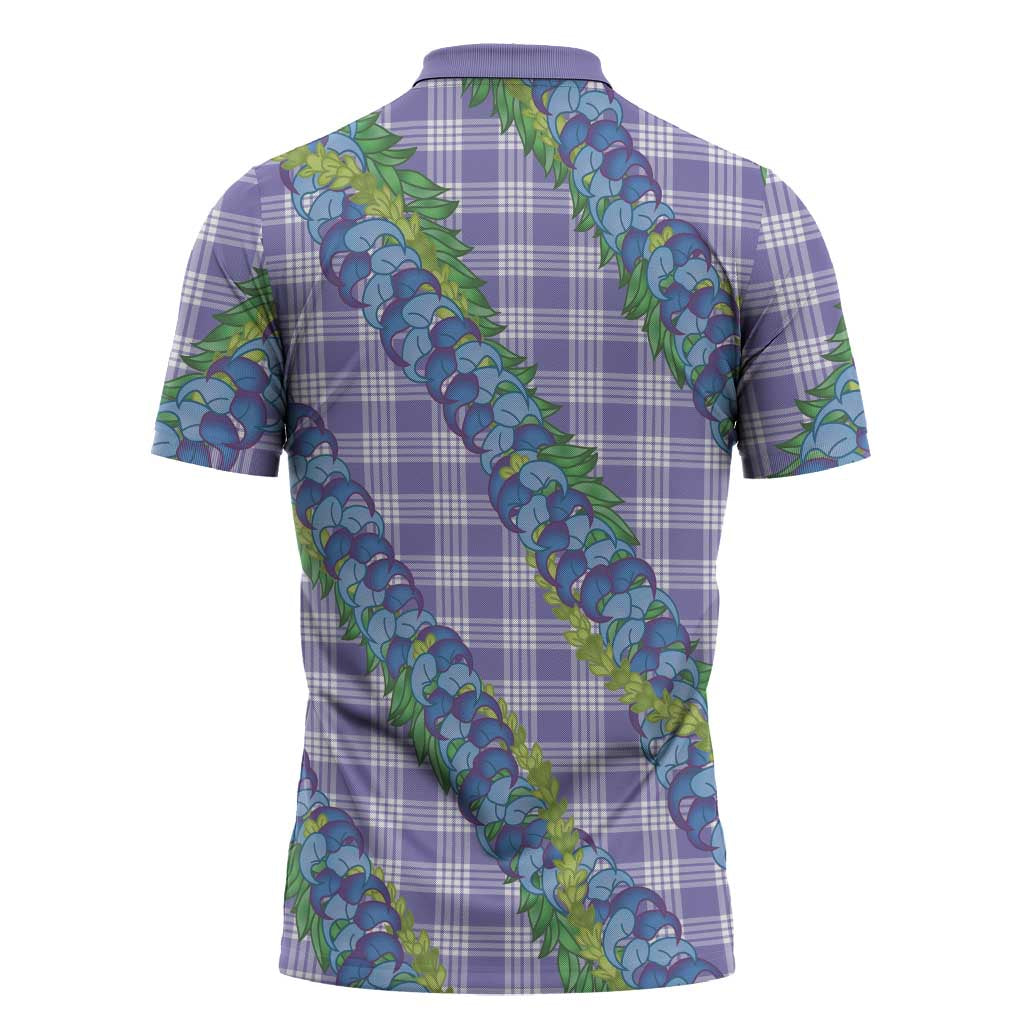 Hawaii Jade Vine Lei Zipper Polo Shirt Aloha Palaka Motif - Purple - Polynesian Pride