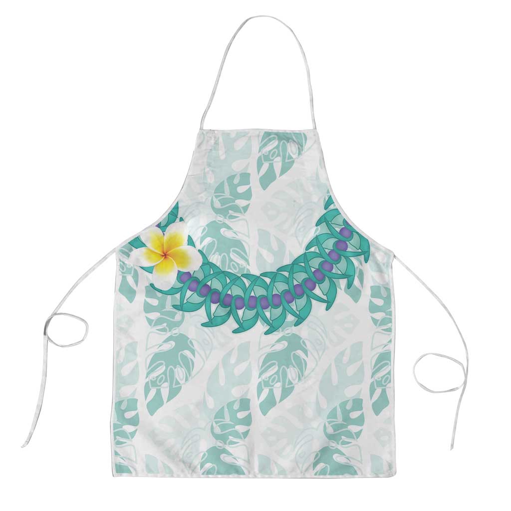 Jade Vine Lei Hawaii Apron Aloha Seamless Tropical Leaves LT14 White - Polynesian Pride