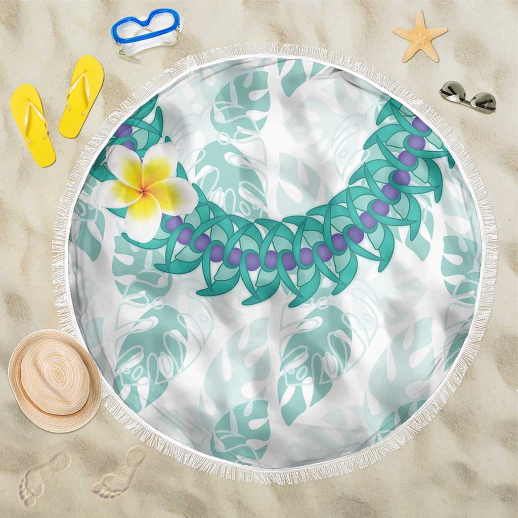 Jade Vine Lei Hawaii Beach Blanket Aloha Seamless Tropical Leaves LT14 One Size 150cm White - Polynesian Pride