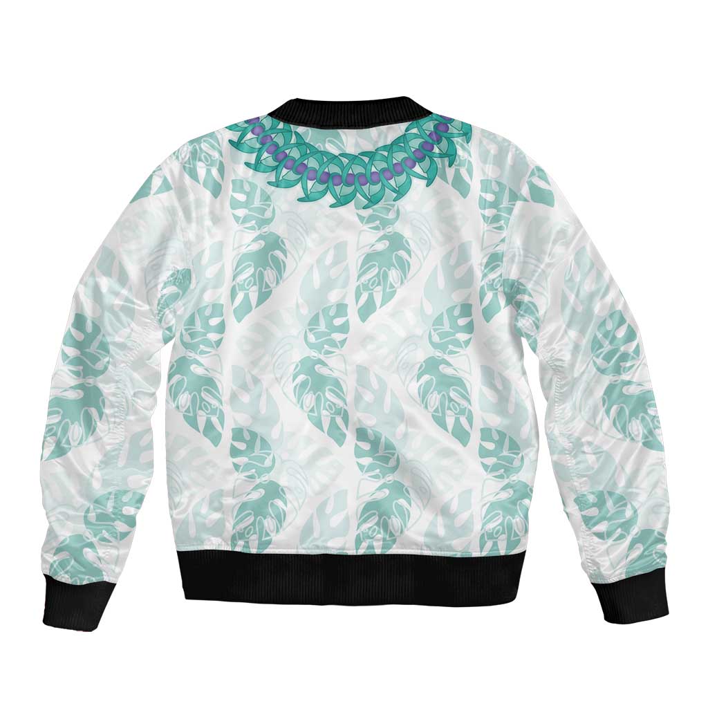 Jade Vine Lei Hawaii Bomber Jacket Aloha Seamless Tropical Leaves - Polynesian Pride