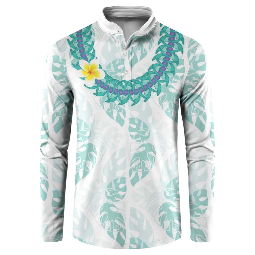 Jade Vine Lei Hawaii Button Sweatshirt Aloha Seamless Tropical Leaves LT14 White - Polynesian Pride